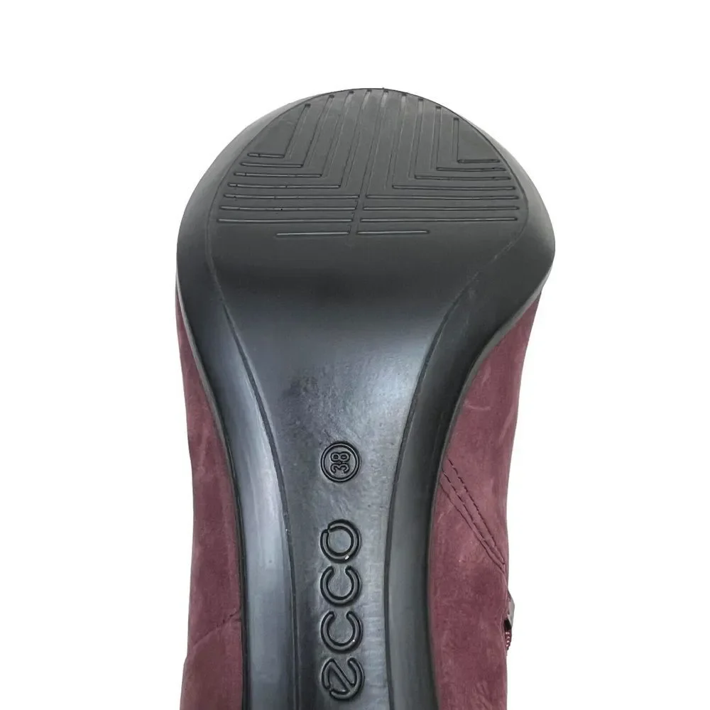 Ecco Shape 75 Sleek Ankle Bootie Suede Zip Up Burgundy‎ Women Size EUR 38